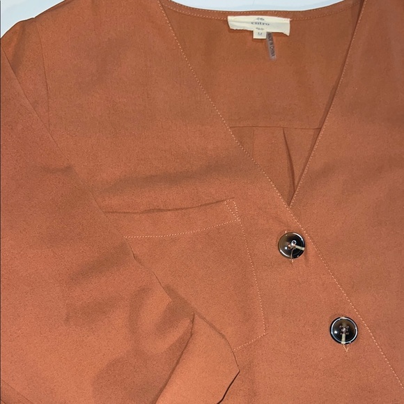 Entro Rust Button-Up Blouse - Picture 2 of 5